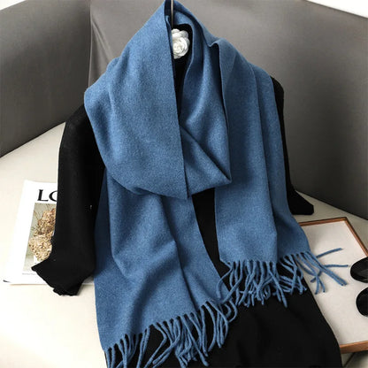 Women's Warm Thick Cashmere Winter Scarf with Tassels and Wrap DFP001-31 33x180cm