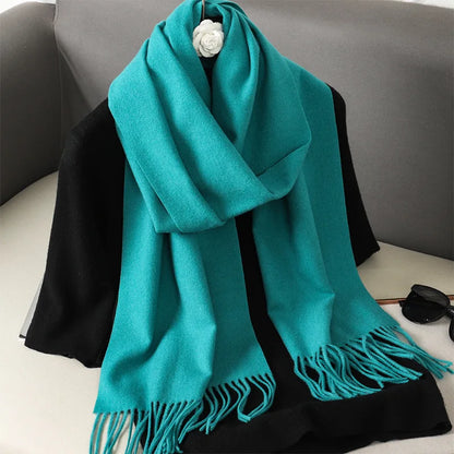 Women's Warm Thick Cashmere Winter Scarf with Tassels and Wrap DFP001-33 33x180cm
