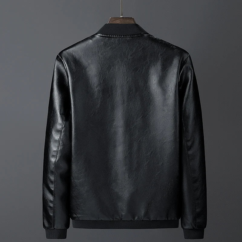 Men's Multi-Color Ribbed Premium Leather Jacket for Fall and Winter