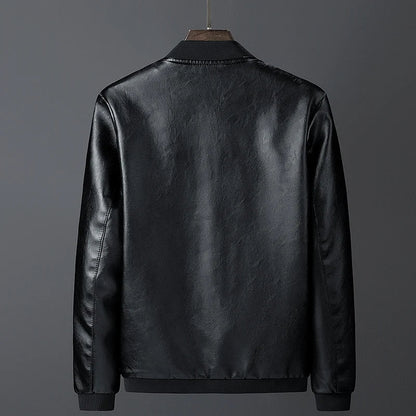 Men's Multi-Color Ribbed Premium Leather Jacket for Fall and Winter