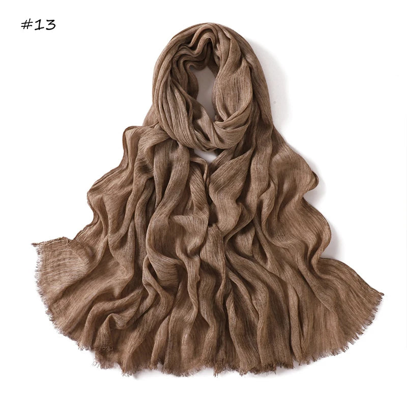 Women's Tie-Dye Crinkle Rayon Hijabs - Breathable Scarf Shawls 13 65X180cm