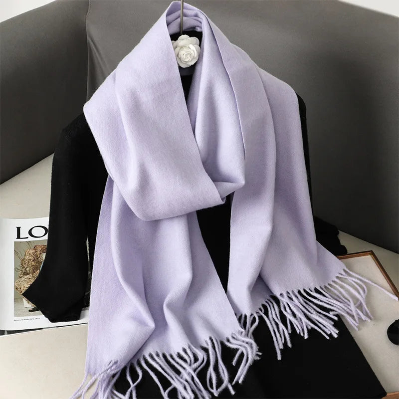 Women's Warm Thick Cashmere Winter Scarf with Tassels and Wrap DFP001-36 33x180cm