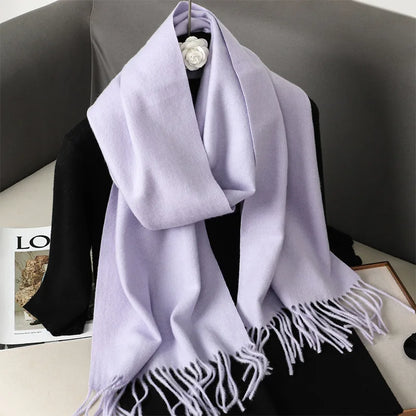 Women's Warm Thick Cashmere Winter Scarf with Tassels and Wrap DFP001-36 33x180cm