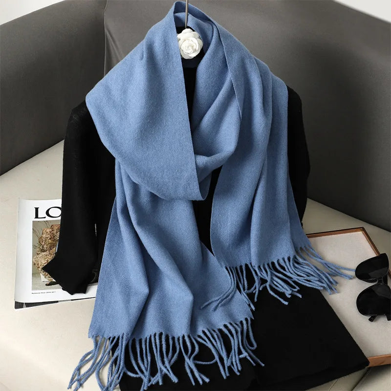 Women's Warm Thick Cashmere Winter Scarf with Tassels and Wrap DFP001-49 33x180cm