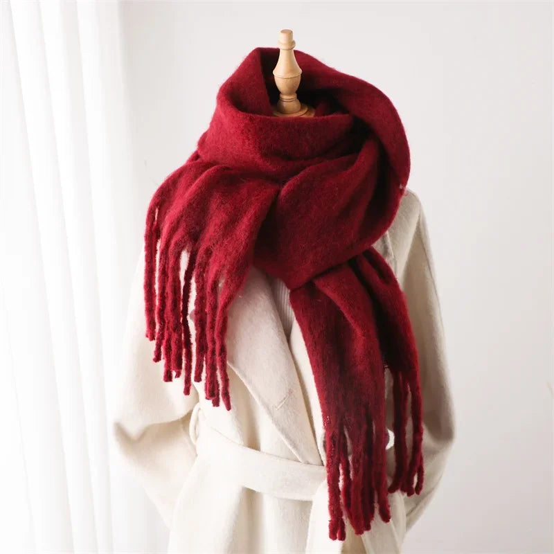 Women's Cashmere Winter Scarf - Soft Thick Pashmina Wrap with Tassels WT77-25