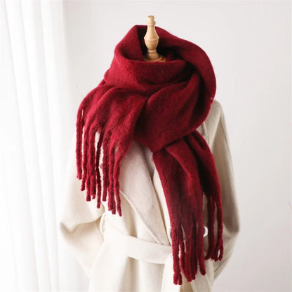 Women's Cashmere Winter Scarf - Soft Thick Pashmina Wrap with Tassels WT77-25