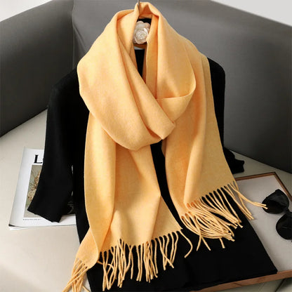 Women's Warm Thick Cashmere Winter Scarf with Tassels and Wrap DFP001-56 33x180cm