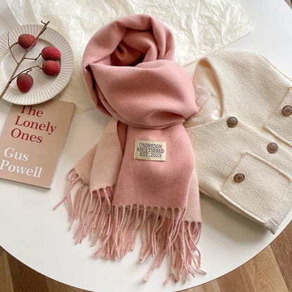 Women's Warm Cashmere Scarf - Korean Style Double-Sided Wrap DFP022-24 68x200cm