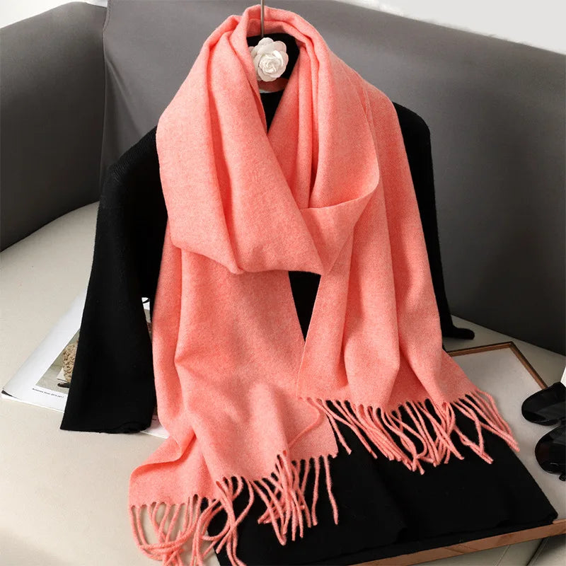 Women's Warm Thick Cashmere Winter Scarf with Tassels and Wrap DFP001-55 33x180cm