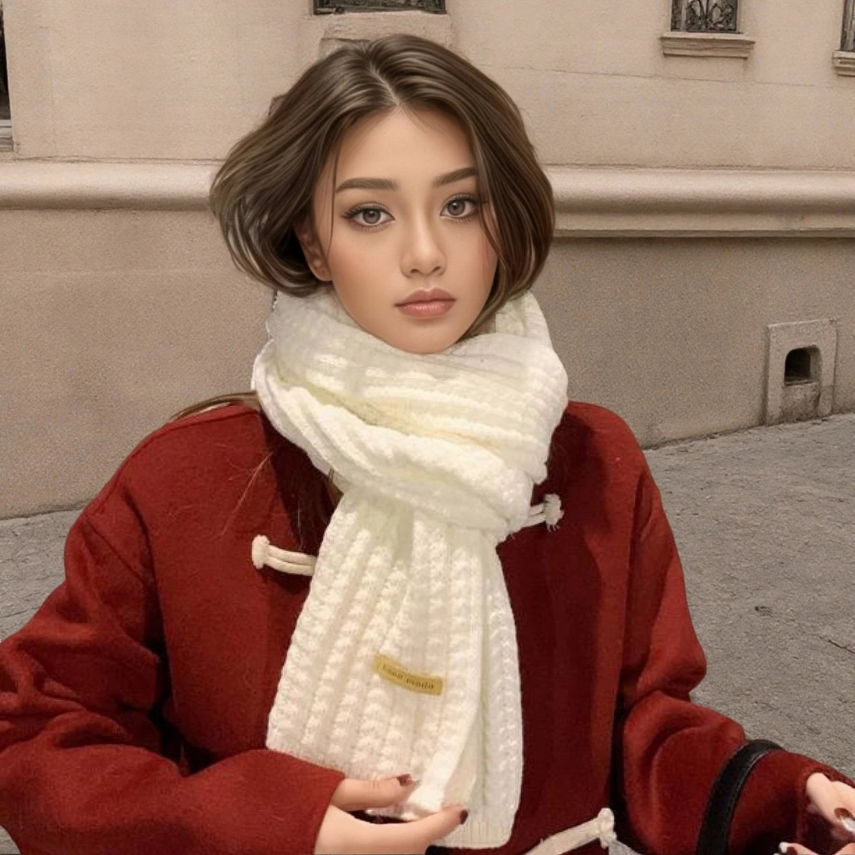 Women's Thick Warm Knitted Scarf - Soft Cashmere Winter Accessory