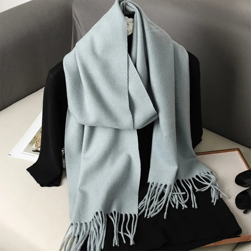 Women's Warm Thick Cashmere Winter Scarf with Tassels and Wrap DFP001-24 33x180cm