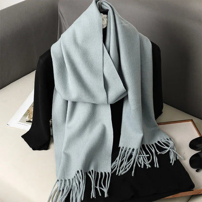 Women's Warm Thick Cashmere Winter Scarf with Tassels and Wrap DFP001-24 33x180cm