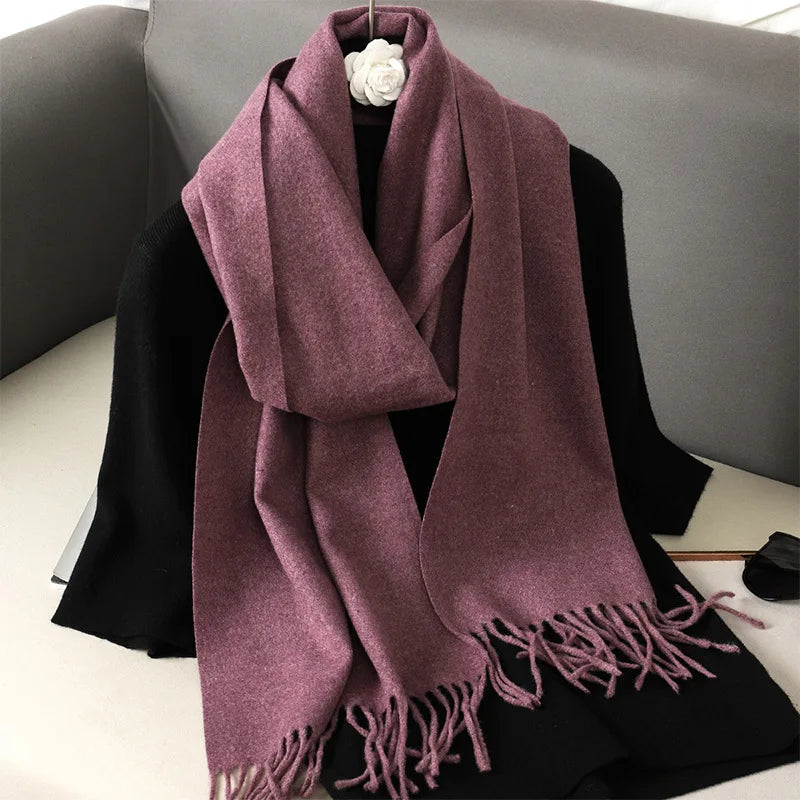 Women's Warm Thick Cashmere Winter Scarf with Tassels and Wrap DFP001-17 33x180cm