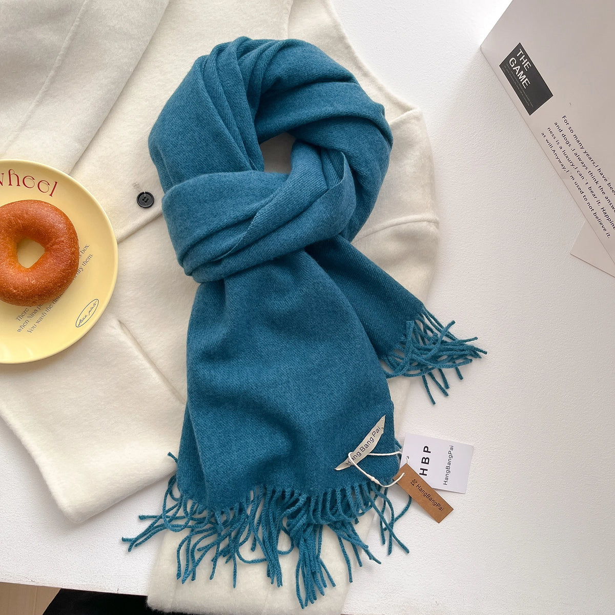 Women's Long Warm Wool Scarf - Solid Cashmere Shawl Wrap for Winter SU-21