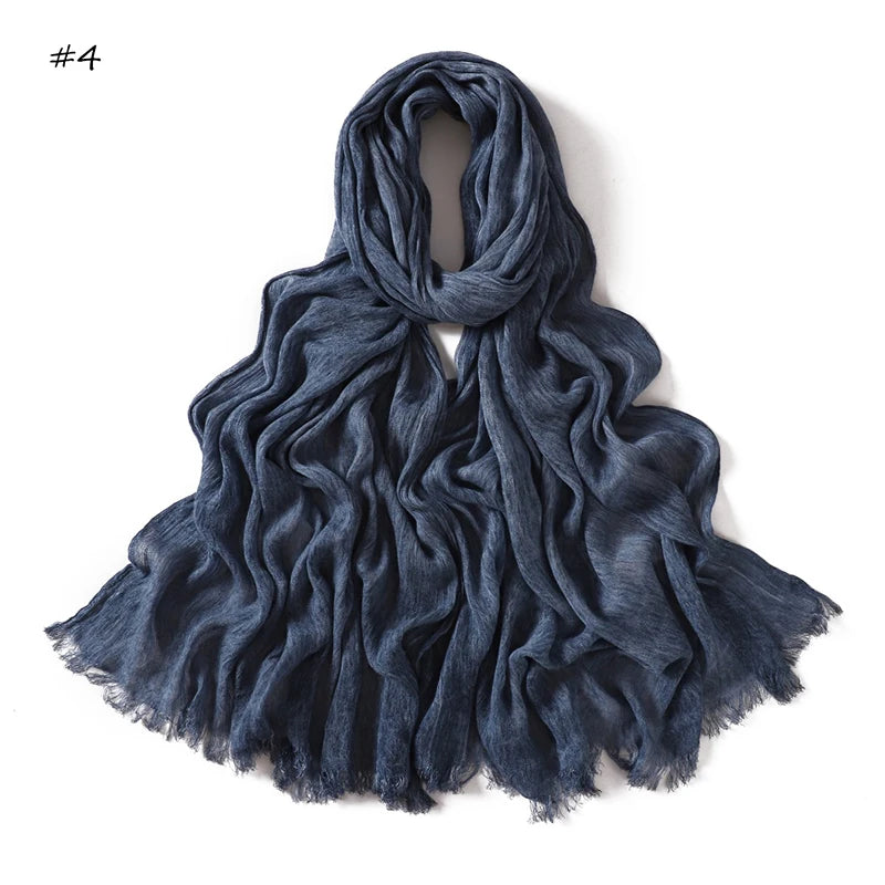 Women's Tie-Dye Crinkle Rayon Hijabs - Breathable Scarf Shawls 04 65X180cm