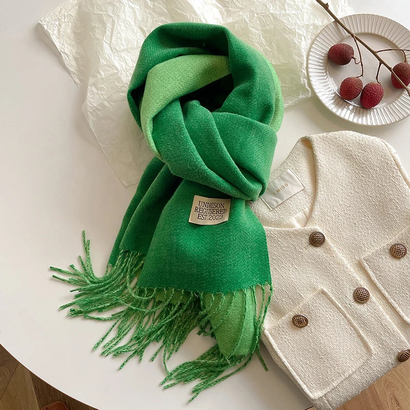 Women's Warm Cashmere Scarf - Korean Style Double-Sided Wrap DFP022-25 68x200cm