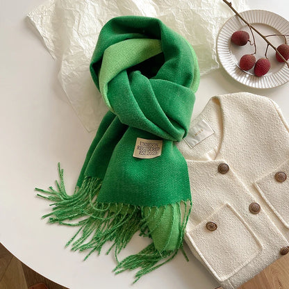 Women's Warm Cashmere Scarf - Korean Style Double-Sided Wrap DFP022-25 68x200cm