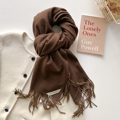 Women's Long Warm Wool Scarf - Solid Cashmere Shawl Wrap for Winter SU-06