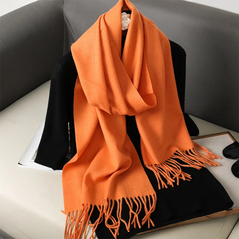 Women's Warm Thick Cashmere Winter Scarf with Tassels and Wrap DFP001-05 33x180cm