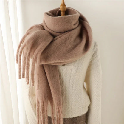 Women's Cashmere Winter Scarf - Soft Thick Pashmina Wrap with Tassels WT77-5