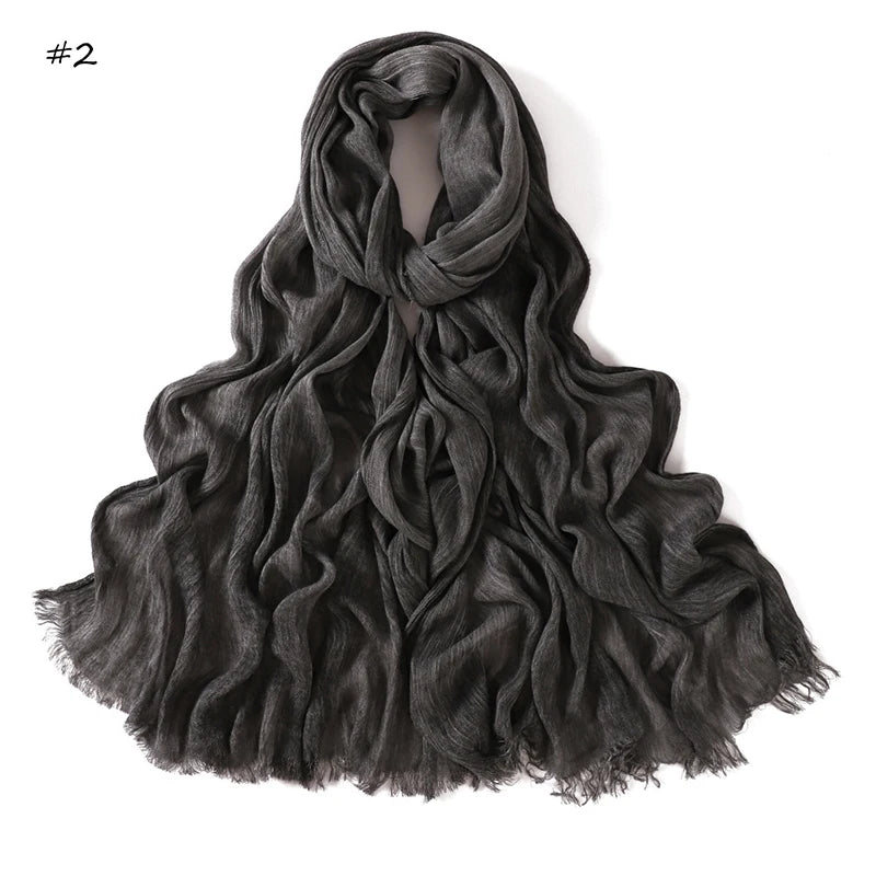 Women's Tie-Dye Crinkle Rayon Hijabs - Breathable Scarf Shawls 02 65X180cm