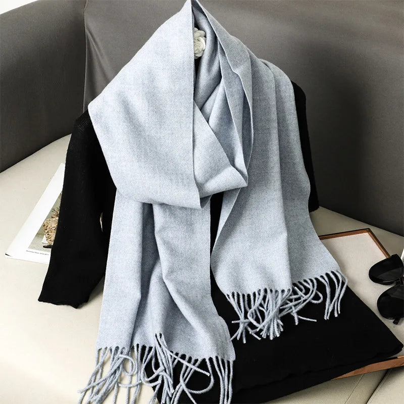 Women's Warm Thick Cashmere Winter Scarf with Tassels and Wrap DFP001-50 33x180cm