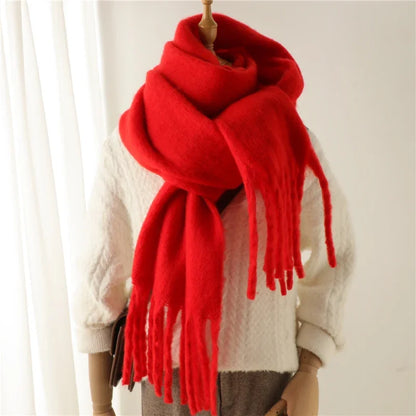 Women's Cashmere Winter Scarf - Soft Thick Pashmina Wrap with Tassels WT77-7