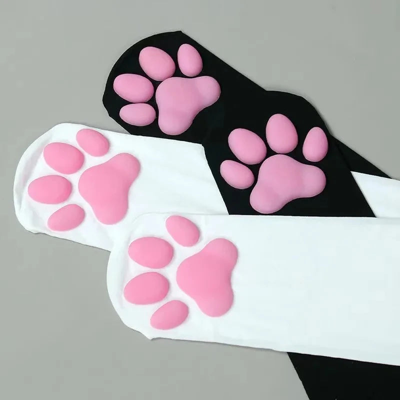 Women's Charming Cat Paw Knit Thigh High Socks for Women - Ideal for