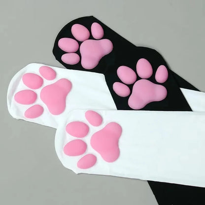 Women's Charming Cat Paw Knit Thigh High Socks for Women - Ideal for