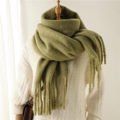 Women's Cashmere Winter Scarf - Soft Thick Pashmina Wrap with Tassels WT77-8