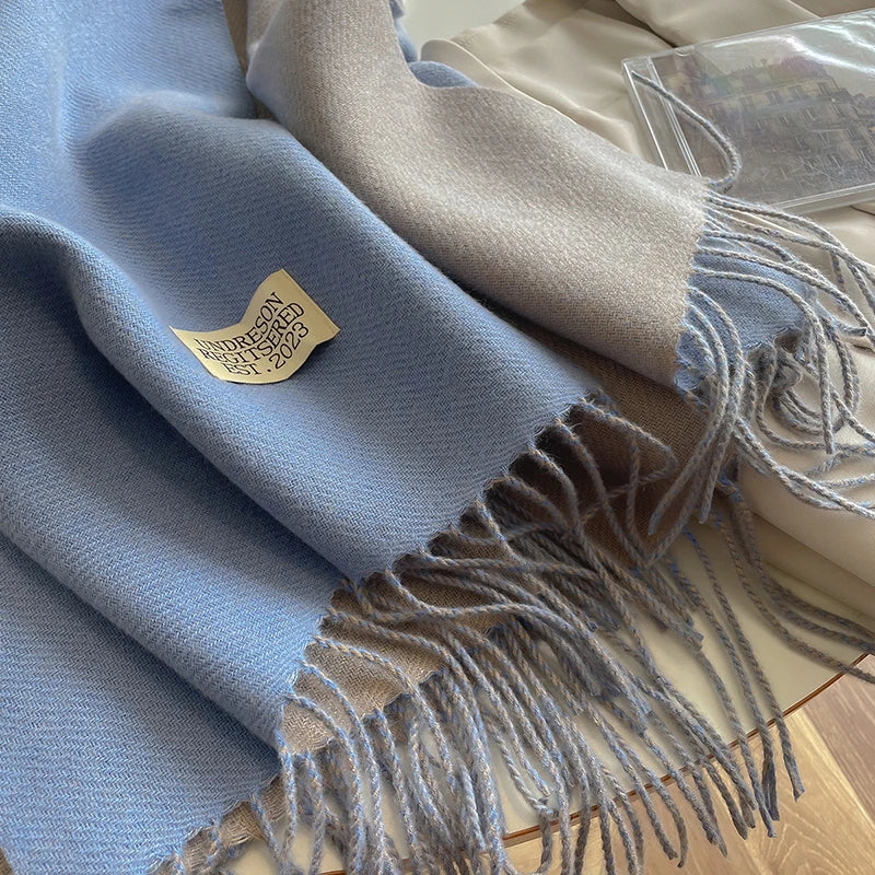 Women's Warm Cashmere Scarf - Korean Style Double-Sided Wrap