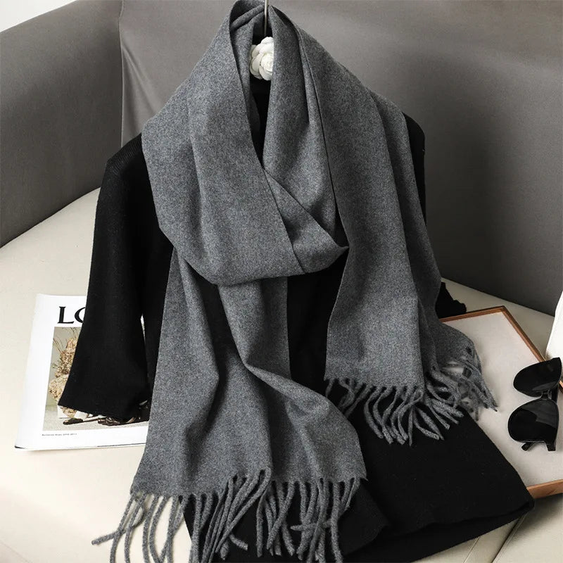 Women's Warm Thick Cashmere Winter Scarf with Tassels and Wrap DFP001-15 33x180cm