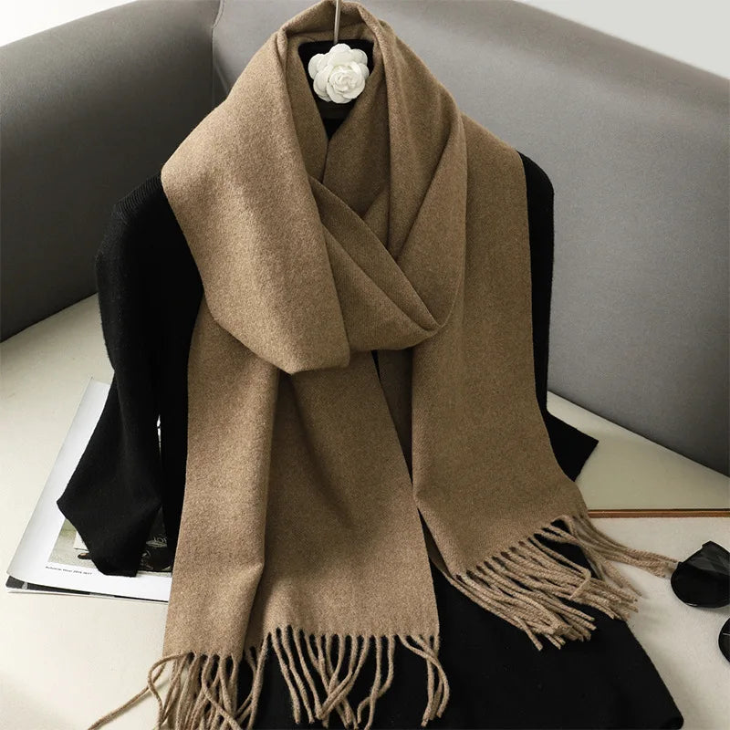 Women's Warm Thick Cashmere Winter Scarf with Tassels and Wrap DFP001-07 33x180cm