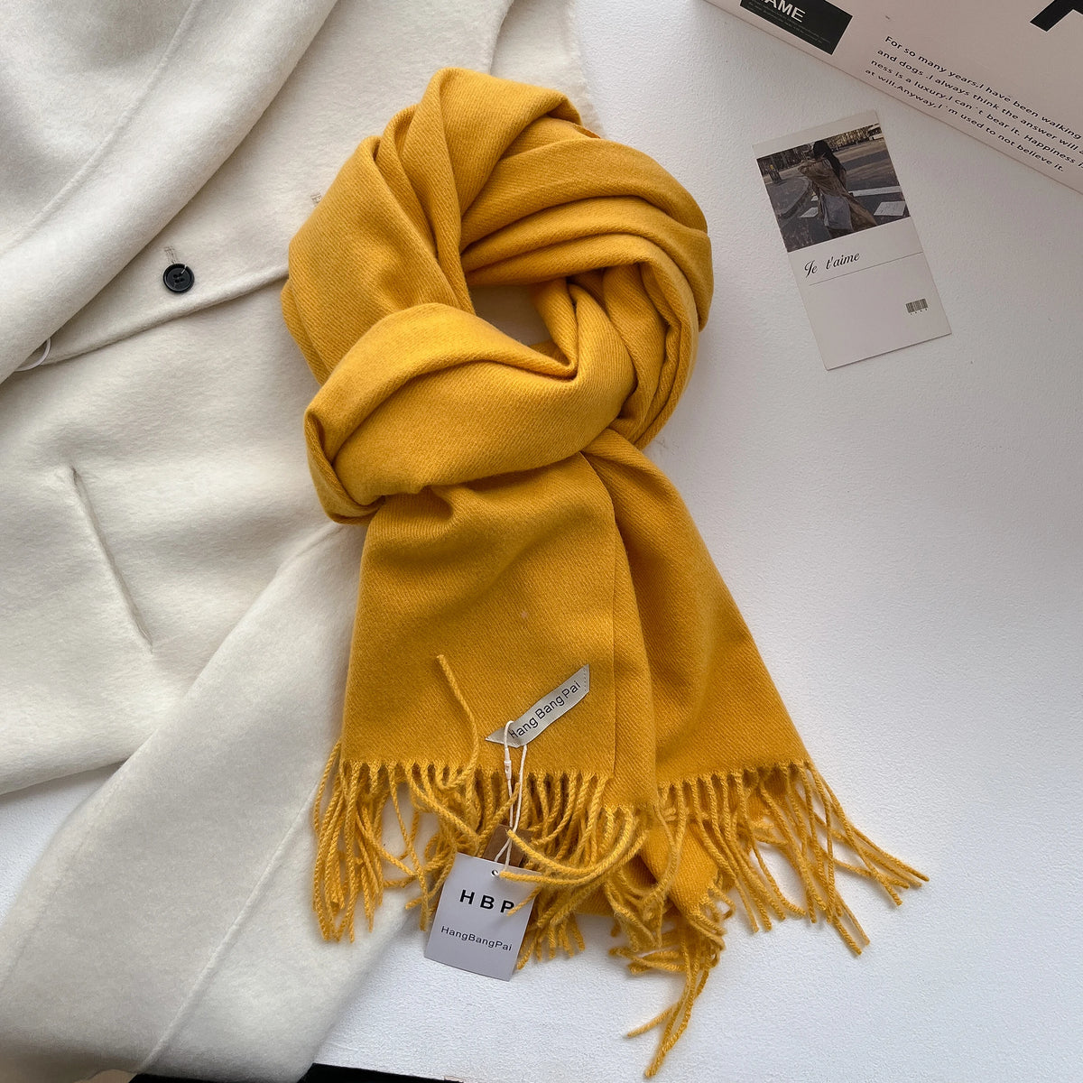 Women's Long Warm Wool Scarf - Solid Cashmere Shawl Wrap for Winter SU-13