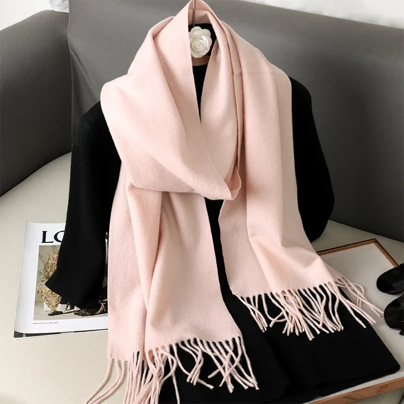 Women's Warm Thick Cashmere Winter Scarf with Tassels and Wrap DFP001-41 33x180cm