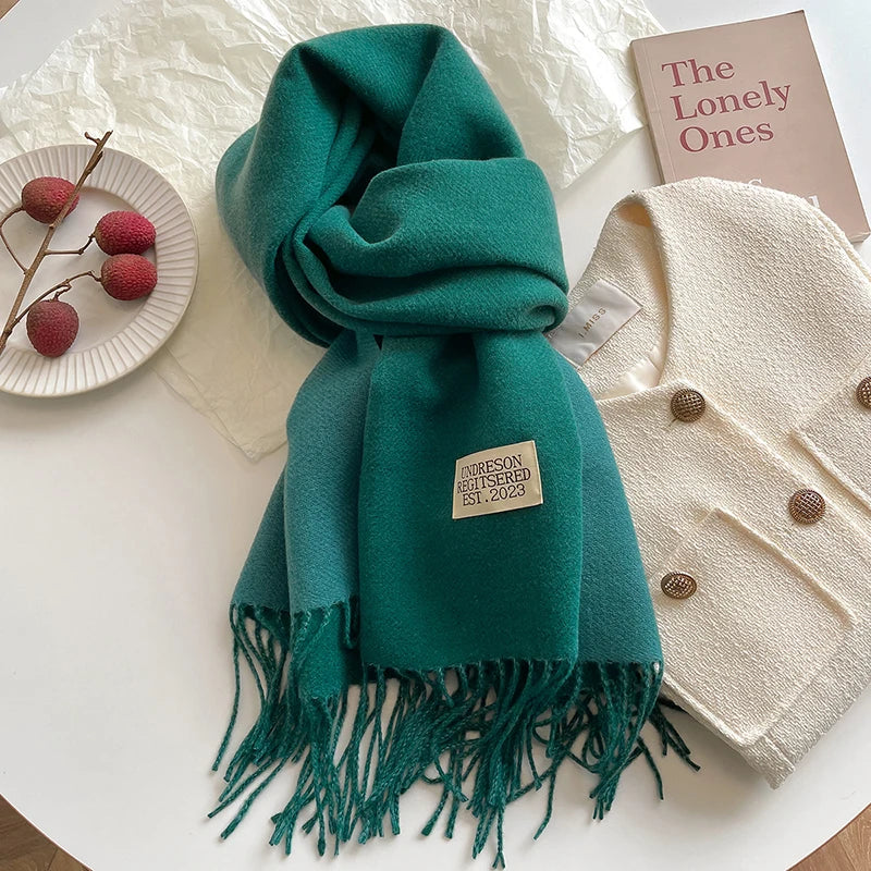 Women's Warm Cashmere Scarf - Korean Style Double-Sided Wrap DFP022-23 68x200cm
