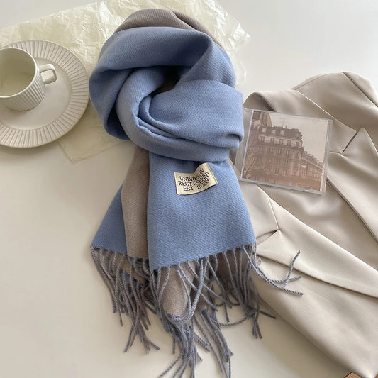 Women's Warm Cashmere Scarf - Korean Style Double-Sided Wrap