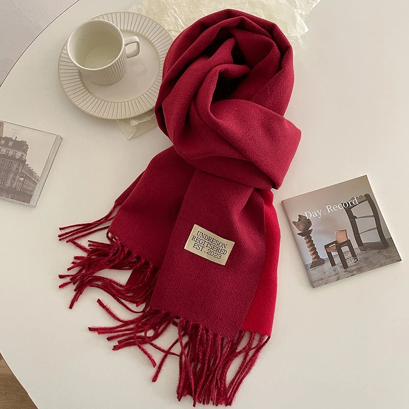 Women's Warm Cashmere Scarf - Korean Style Double-Sided Wrap DFP022-10 68x200cm