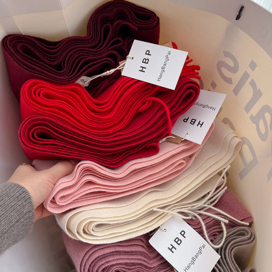 Women's Long Warm Wool Scarf - Solid Cashmere Shawl Wrap for Winter