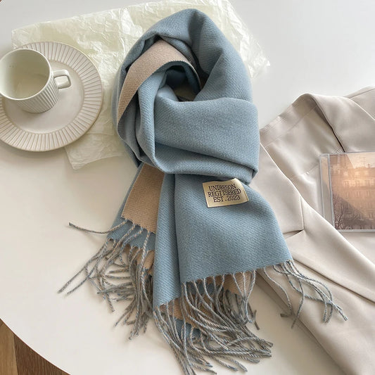 Women's Warm Cashmere Scarf - Korean Style Double-Sided Wrap