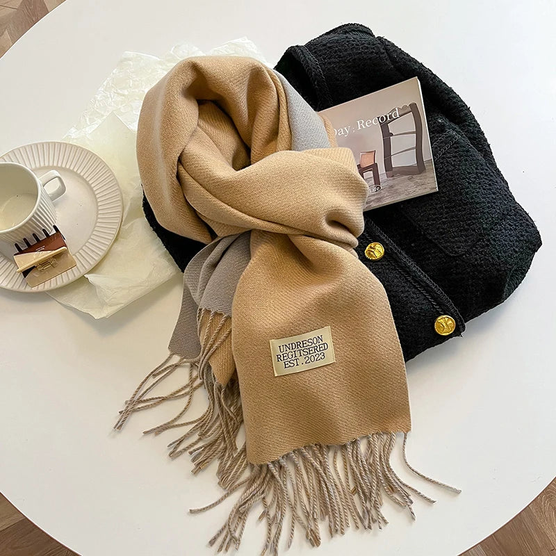 Women's Warm Cashmere Scarf - Korean Style Double-Sided Wrap DFP022-06 68x200cm