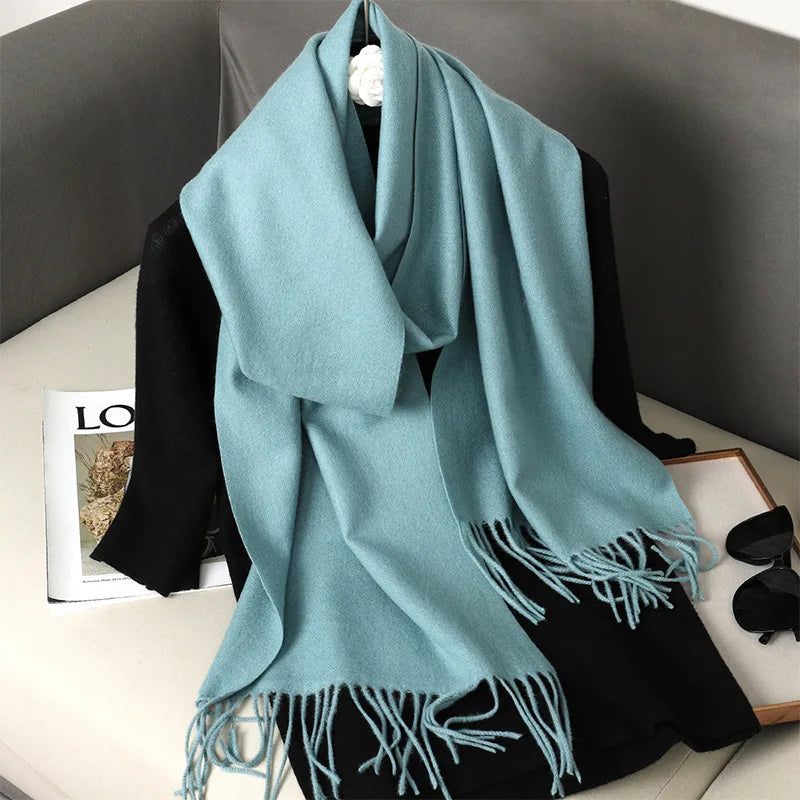 Women's Warm Thick Cashmere Winter Scarf with Tassels and Wrap DFP001-23 33x180cm