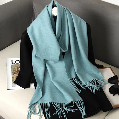 Women's Warm Thick Cashmere Winter Scarf with Tassels and Wrap DFP001-23 33x180cm