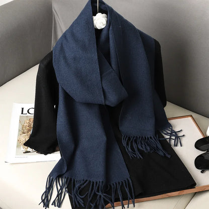 Women's Warm Thick Cashmere Winter Scarf with Tassels and Wrap DFP001-39 33x180cm