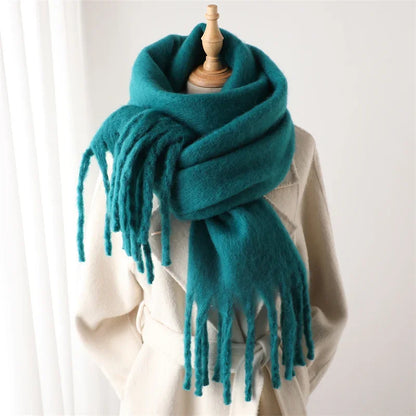 Women's Cashmere Winter Scarf - Soft Thick Pashmina Wrap with Tassels WT77-21