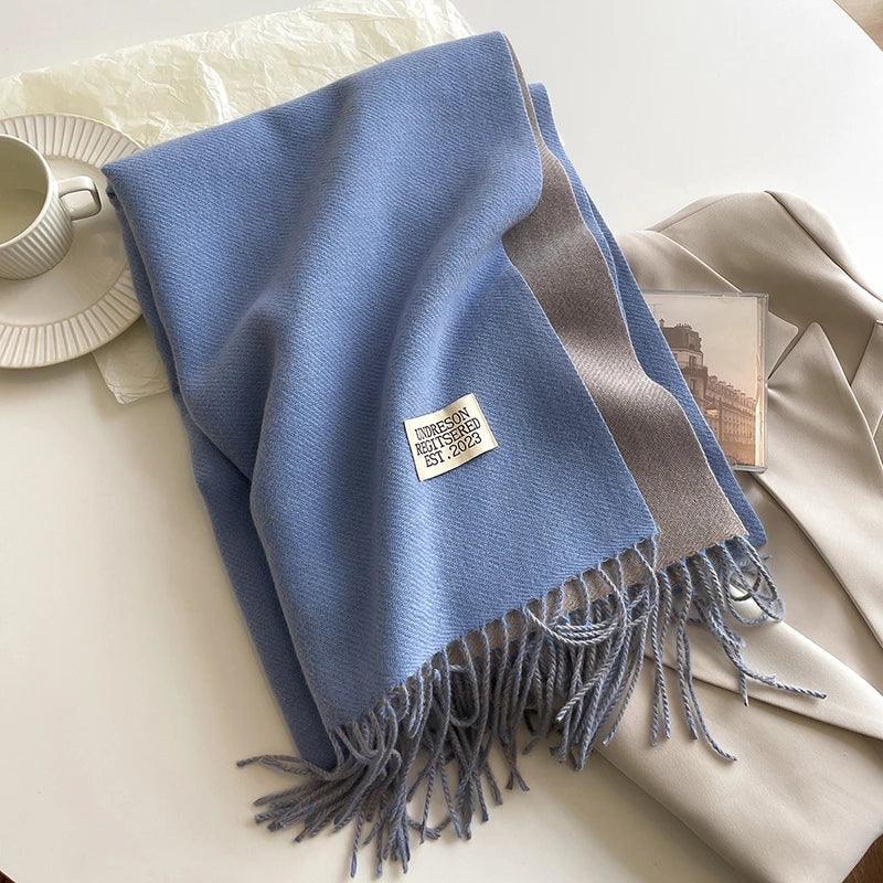 Women's Warm Cashmere Scarf - Korean Style Double-Sided Wrap