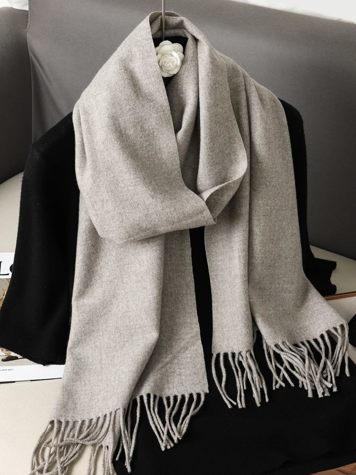 Women's Warm Thick Cashmere Winter Scarf with Tassels and Wrap DFP001-61 33x180cm
