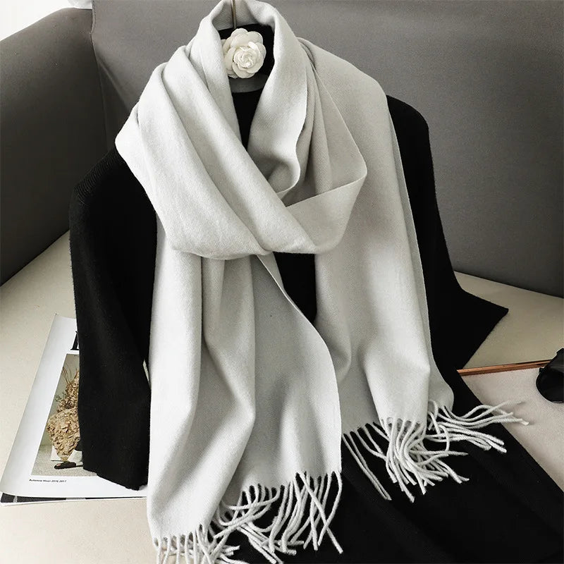 Women's Warm Thick Cashmere Winter Scarf with Tassels and Wrap DFP001-26 33x180cm