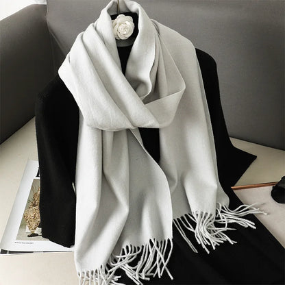 Women's Warm Thick Cashmere Winter Scarf with Tassels and Wrap DFP001-26 33x180cm
