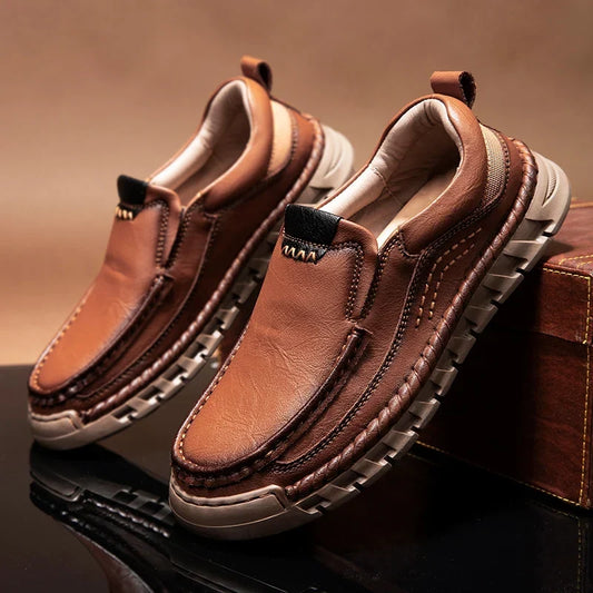 Men's Stylish Premium Leather Footwear for Daily Use Warm Light Brown